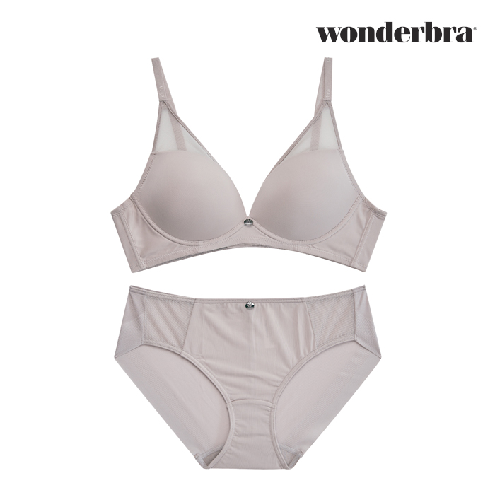 [Wonderbra] 원더브라 에센셜 와이어리스 코코아 브라팬티 2종세트 WBW0O38_T