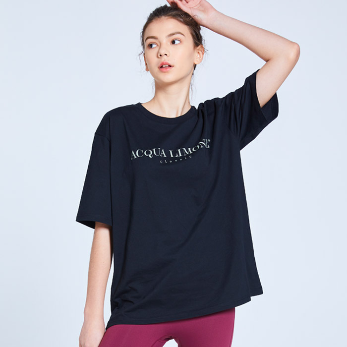 아쿠아리모네 로고 티셔츠 블랙 AQCTS0N01T(BK)